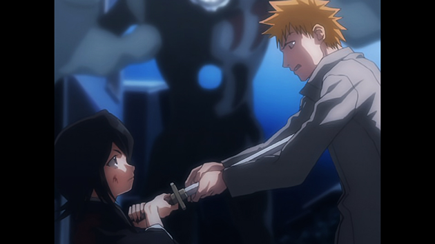 Ichigo Kurosaki and Rukia Kuchiki from the original Bleach anime during the early stages of Ichigo’s journey as a Substitute Soul Reaper.