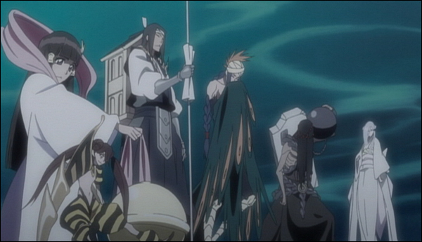 Bleach characters during the anime-original Zanpakutō Rebellion arc, where the Soul Reapers’ Zanpakutō take physical form and turn against their masters.